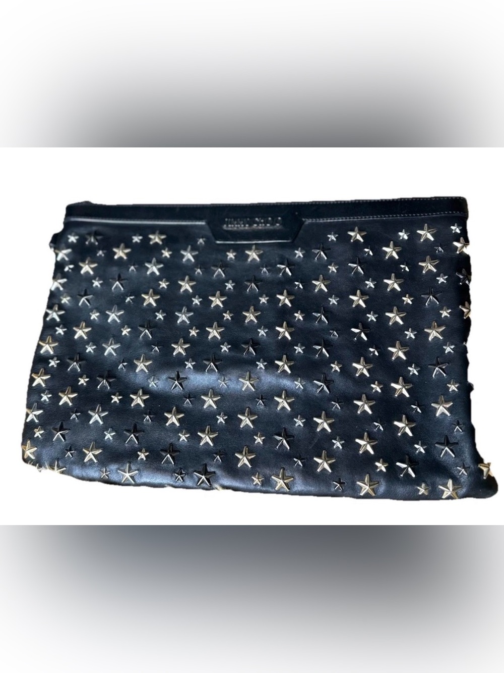 Jimmy Choo Large Black Star-Studded Leather Clutch